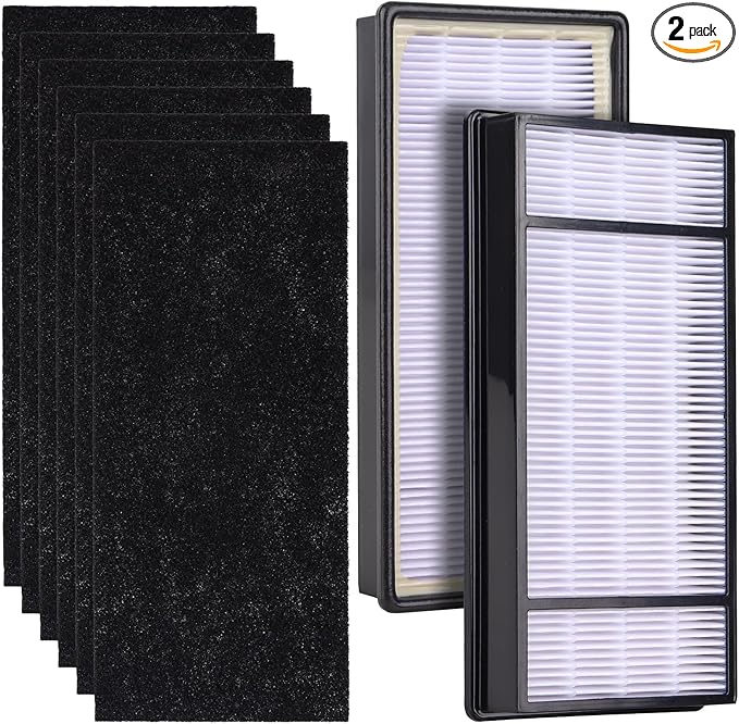 HRF-H1 True HEPA Replacement Filter H Compatible with Honeywell HRF-H2 Replacement for Honeywell Air Purifiers Model HPA050 HPA060 HPA150 HPA160 HHT055 HHT155 (2 Filter+6 Carbon)