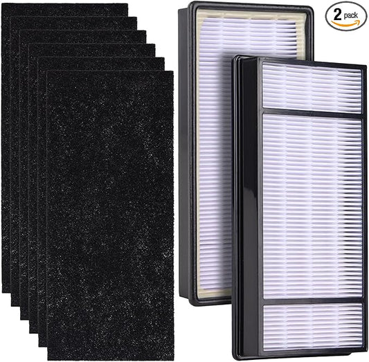 HRF-H1 True HEPA Replacement Filter H Compatible with Honeywell HRF-H2 Replacement for Honeywell Air Purifiers Model HPA050 HPA060 HPA150 HPA160 HHT055 HHT155 (2 Filter+6 Carbon)