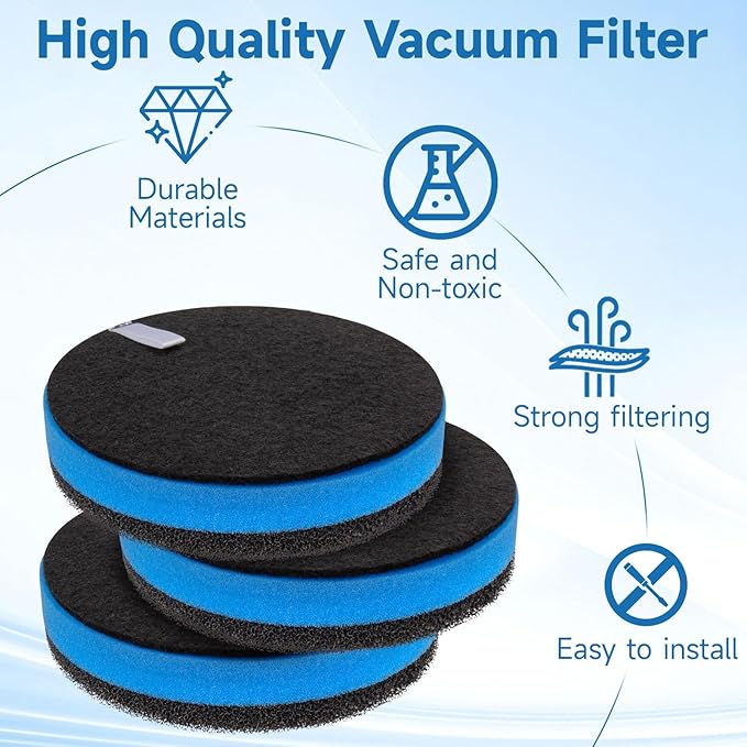 3-Pack Replacement Vacuum Filter Compatible with Bissell Cleanview Pet Vacuum 2258 2486 2252 2254 2256,Compatible with PowerGlide Pet Vacuum 22528 3334, Foam Filter Part No # 12141 & 1601972