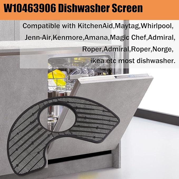 WPW10463906 Dishwasher Screen Filter For Whirlpool Dishwasher Filter W1019536 WPW10463906 WPW10195360 2312301 PS11755148 AP6021820 Dishwashers Sump Screen Part Assembly