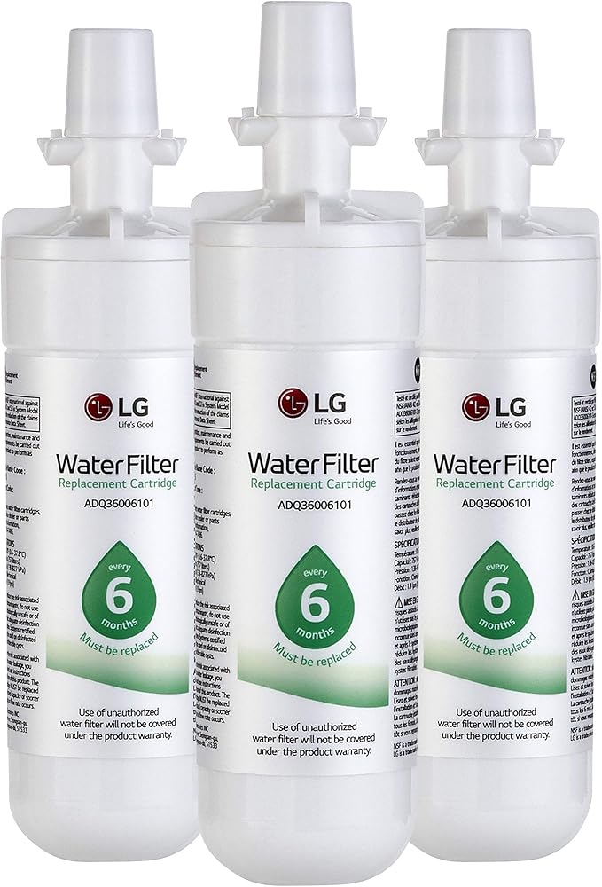 LG LT700P LT700P3 Refrigerator Water Filter, 3 Count (Pack of 1), White