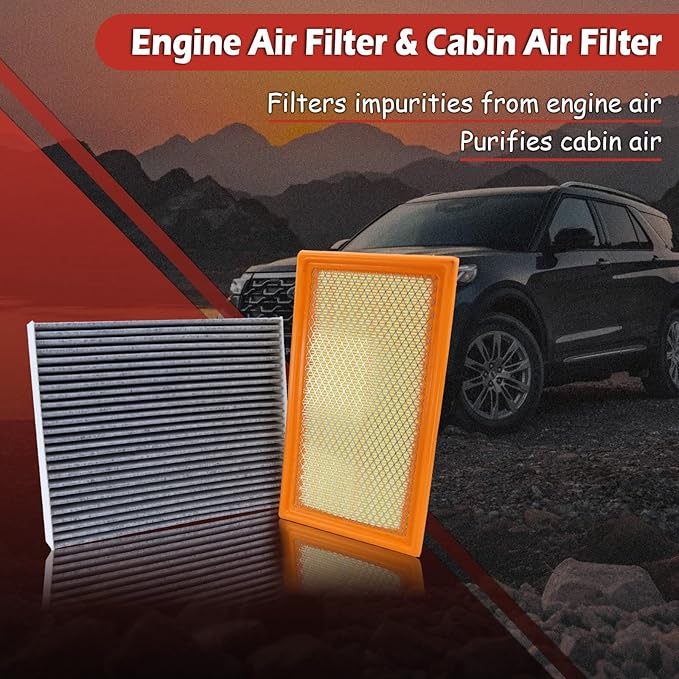 FA1884 Engine Air Filter and FP89 Cabin Air Filter kit Compatible with 2020-2025 Explorer 2.3L 3.0L 2020-2025 Aviator 3.0L 2020-2023 Aviator 3.0L Hybrid Replaces 7C3Z9601A JX6Z19N619BA