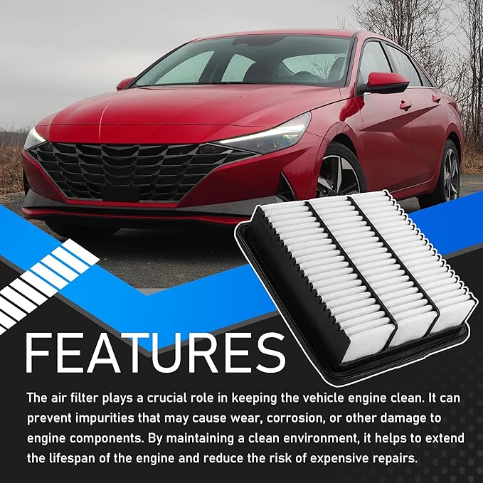 Engine Air Filter Compatible with 2021 2022 2023 2024 Hyundai Elantra Limited/SE/SEL 2.0L Replaces# 28113-AA100 28113-AA100-AS 28113AA100