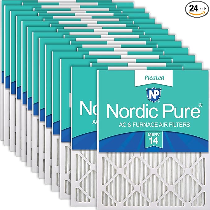 Nordic Pure 16x24x1 (Actual Size: 15 1/2 x 23 1/2 x 3/4) Pleated MERV 14 Air Filters 24 Pack