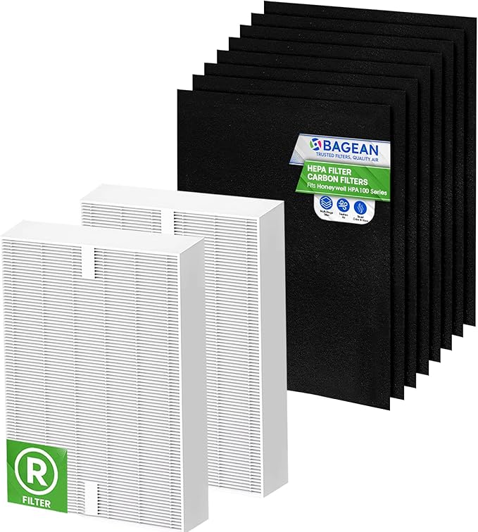 Bagean HPA100 Replacement Filter for Honeywell Air Purifier - Compatible with Honeywell R Filter Replacement - H13 True HEPA with Carbon Filters 99.98% of Particles & Purifies Air (2 HEPA + 8 Carbon)