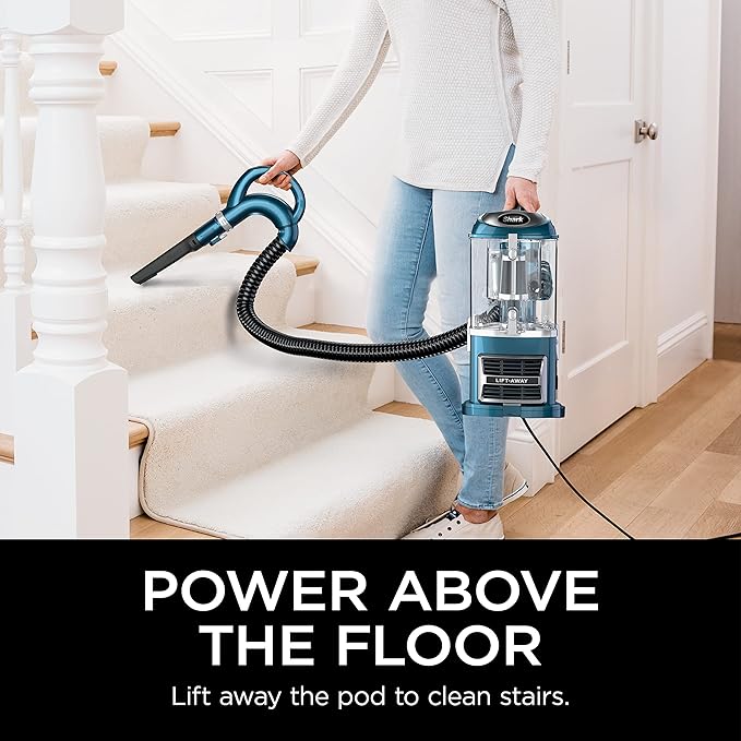 Shark Upright Vacuum, Navigator Lift-Away with Self-Cleaning Brushroll, HEPA Filter, Swivel Steering, Upholstery Tool & Pet Crevice Tool, Perfect for Pets & Multi-Surface, Teal, ZU503AMZ