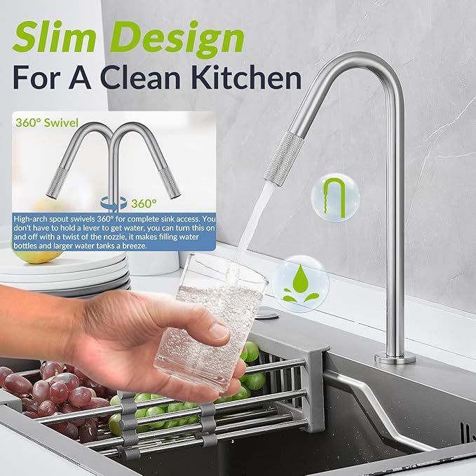 Brushed Nickel RO Drinking Water Faucet for Kitchen Sink, Sanliv Stainless Steel Filtered Water Faucet for Reverse Osmosis or Water Filtration System, Brushed Nickel