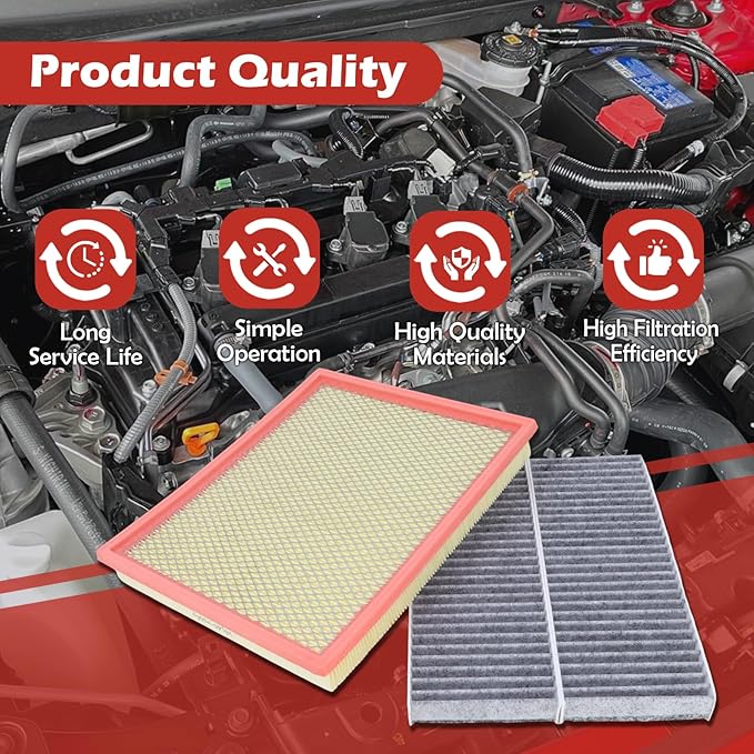 16546-75000 Engine Air Filter and 27274-9CH0A Cabin Air Filter kit Compatible with 2005-2019 Nissan Frontier 2012-2015 NV1500 NV2500 NV3500 2005-2012 Pathfinder Replaces 16546-7S000 CF10553