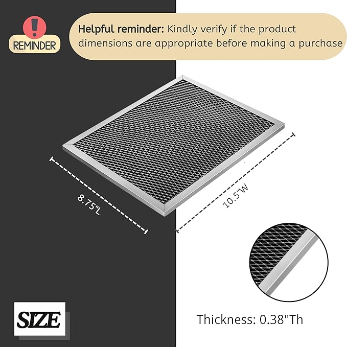 Nispira Replacement Range Hood Grease Filter with Charcoal Compatible with Broan 97007696, S97007696, 6105C, 1172266, 41F. A set of 4 Filters
