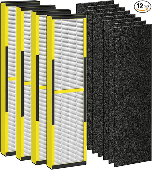 FLT4825 HEPA Filter B Replacement Fit for Germ Guardian Air Puri-fier AC4825 AC4825DlX AC4300 AC4900 AC4850, AC4825E Replacement Filter Fit for GermGuardian, 4 True HEPA + 8 Carbon Filters