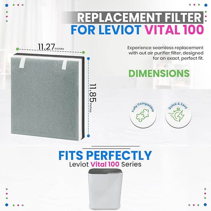 Bagean Vital 100 Replacement Filter for Levoit Air Purifier Compatible with Levoit Filter Replacement - Certified H13 True HEPA with Activated Carbon Filters 99.97% Particles and Purifies Air