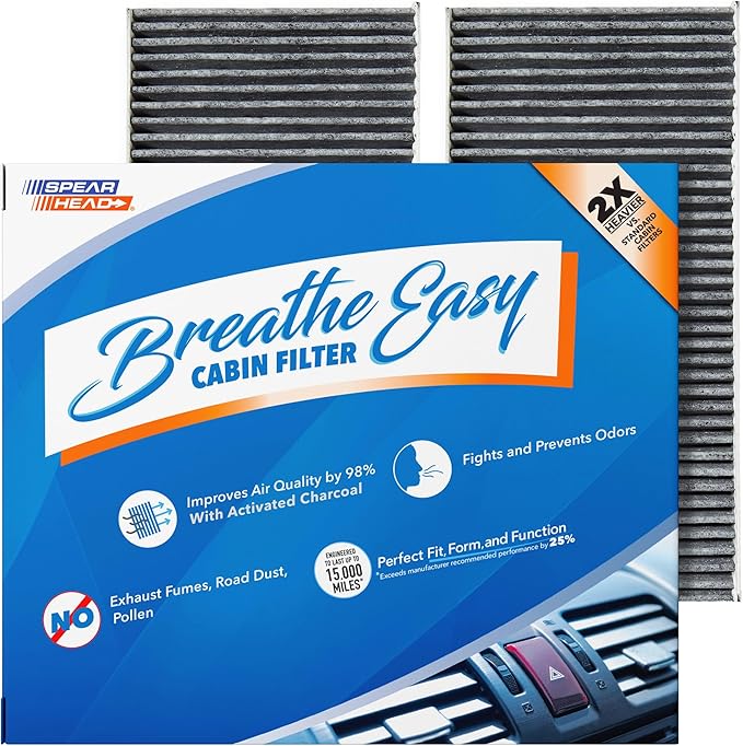 Spearhead Odor Defense Breathe Easy AC & Heater Cabin Filter | Fits 2002-2006 RSX, 2002-2006 CR-V, 2001-2005 Civic, 2003-2011 Element Like OEM | Up to 25% Longer Lasting w/Activated Carbon (BE-135)