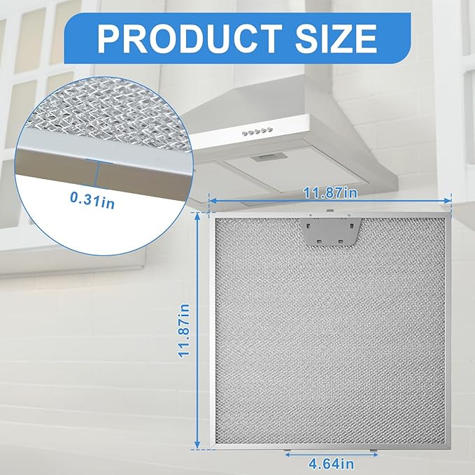 WB02X24872 Range Hood Filter Compatible with GE Range Hood Grease Filter JVW5301EJ1ES JVW5301SJ1SS JVW5301BJ1TS JVW5301FJ1DS JVW5301EJ2ES Replace PD00042306 4454446-11.87 x 11.87 Inche, 2pack