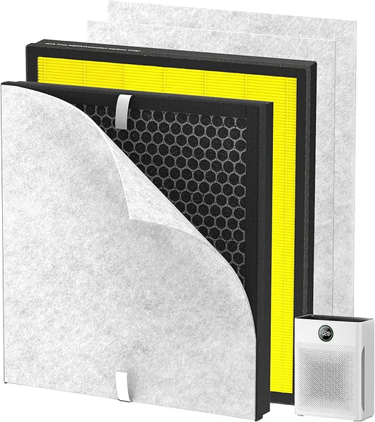 PR1 Replacement Filter Compatible wtih Mooka PR1 Air Purifier, 2 Pack H13 True HEPA Filter and 4 Washable Pre Filters for Pet Hair Dander(Pet Care)