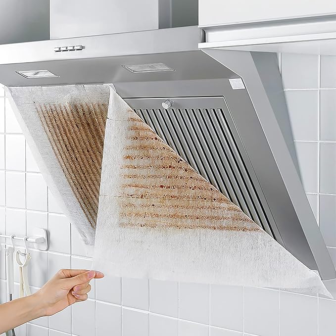 HEMOTON 2 Rolls Range Hood Filters Sheets Nonwoven Fabric Grease Filter Replacement Anti Oil Filter Paper Oil Proof Sticker Anti Oil Papers for White 10m