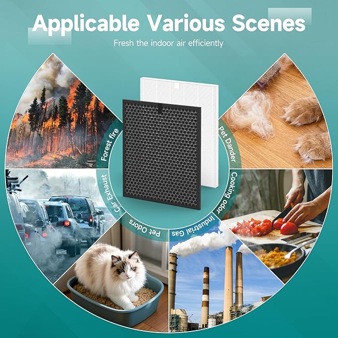5510 5520 Replacement Filter Q Compatible with Winix 5510, 5520 PlasmaWave Air Purifi-ers, 3 H13 True HEPA and 3 Activated Carbon Filters Combo, Part# 1712-0123-00