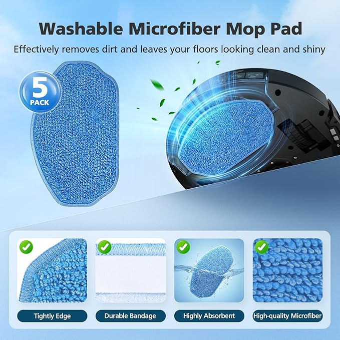 Replacement Parts for XIEBro Life BR151, for ZCWA BR151, for MANVN BR151, for Kilgone G20, for MAMNV BR151, for MANVINS G20, for ZC WAS BR151, for iMartine BR151, 6 Filters, 5 Mop Pads, 10 Side Brush
