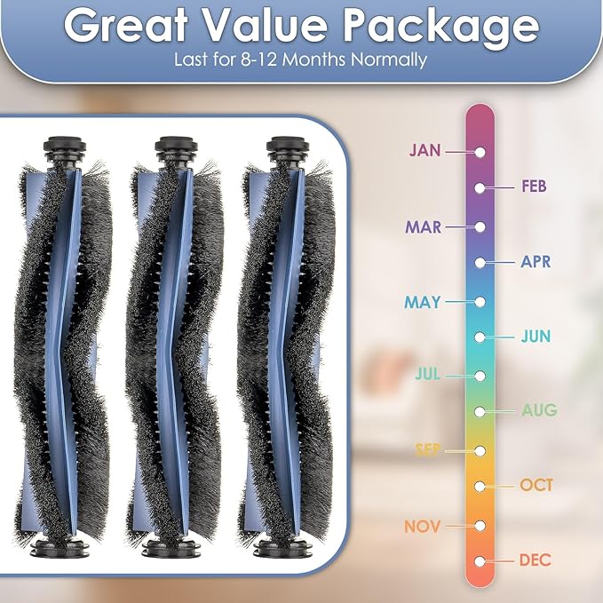 (3 Pieces) Replacement Main Brush Compatible With Eufy X10 Pro Omni/ E35 Robot Vacuum, Replacement Parts Accessory Kit, 3 Brush Rollers