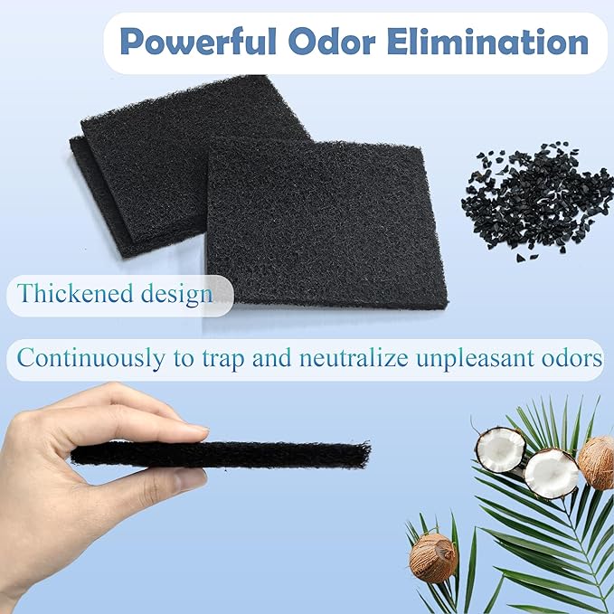 NewKe 12 Pack Activated Carbon Deodorizer for Ubbi Adult Diaper Pail, Stick-On Charcoal Odor Absorbing Filters for Adult Steel Diaper Pail for Seniors Odor Free, One Year Pack, Keep Home Fresh