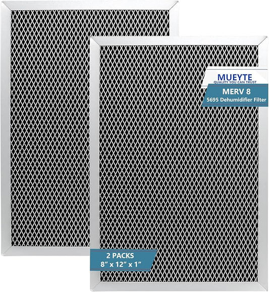 5695 Washable MERV 8 Dehumidifier Filter Compatible with AprilAire Whole-House Dehumidifier Models 1820 1820Z E070 E070KZ E070KZM E070N E070T E070Z 8x12x1 inch Replacement Filter 2 Pack