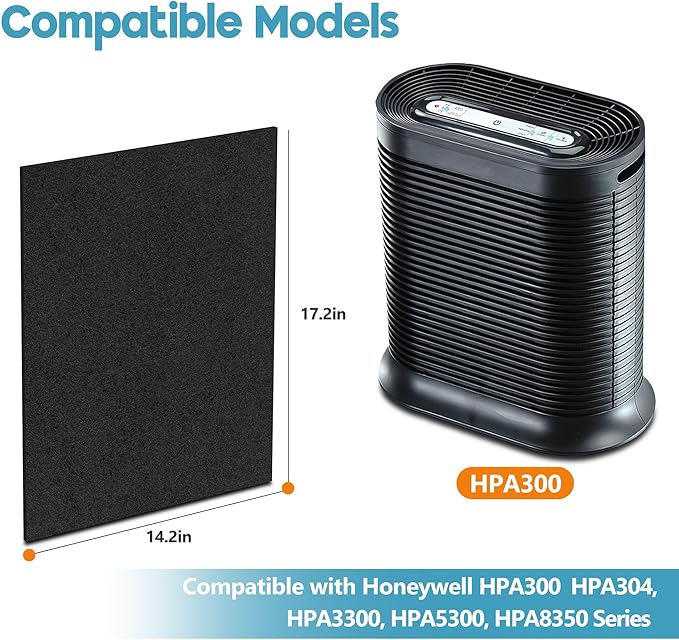 HPA300 Carbon Pre-Filter Compatibel with Honeywell HPA300 Series Air Purifi-er, Precut Activate Carbon HRF-A300 Pre-Filter for dust, Smoke, Odors, 6 Pack