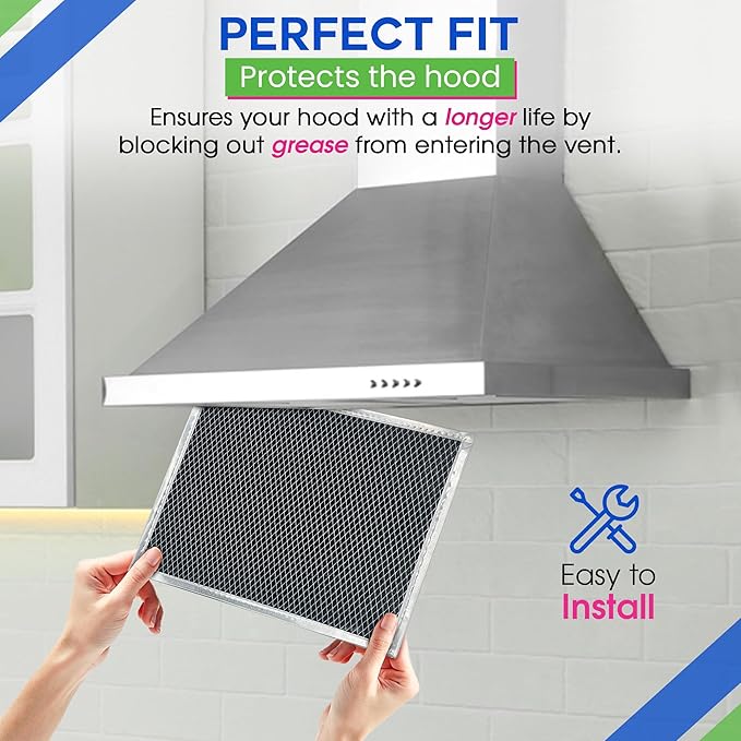 Charcoal Filter Replacement for W10412939 Whirlpool Range Hood Filter 11.02” x 9.73” - Replaces Ductless Kitchen Stove Overhead Whirlpool Vent Hood Charcoal Carbon Filter (3-Pack)