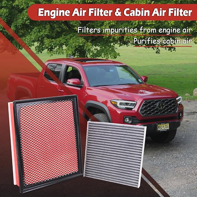 CA11895 Engine Air Filter and CF10374 Cabin Air Filter kit Compatible with 2016-2023 Toyota Tacoma V6 3.5L Replaces 17801-0P100 17801-0S020 87139-YZZ09 CAF1765