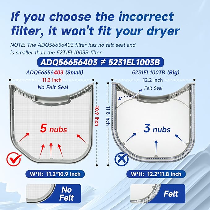 ADQ56656403 Dryer Lint Filter Screen Replacement Compatible With LG WashTowers & Dryer DLGX4201B DLGX4201W WKE100HVA, 11.2" * 10.9" Dryer Lint Filter Trap Screen Strainer 4960837 AP7012980 PS16546780
