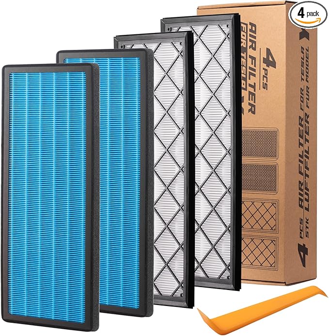 Spurtar HEPA Air Filter for Tesla Model Y, Activated Carbon Cabin Air Filter Replacement for Tesla Model Y Accessories July 2021-2025 (Set of 4 Packs)