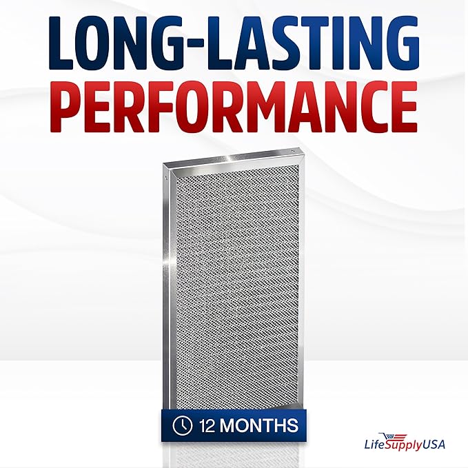 12x24x1 Electrostatic Air Filter, MERV 8, Washable, Reusable Furnace AC/HVAC Filter, Energy Saving, Easy to Clean, Long-Lasting by LifeSupplyUSA