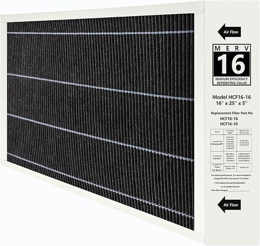 1 Pack X6672 16x25x5 MERV 16 Filter Compatible with Lennox X6672, HCC16-28 Healthy Climate Clean MERV 16 Home Furnace Filter for HVAC System, Part Number HCF16-16, HCF16-10