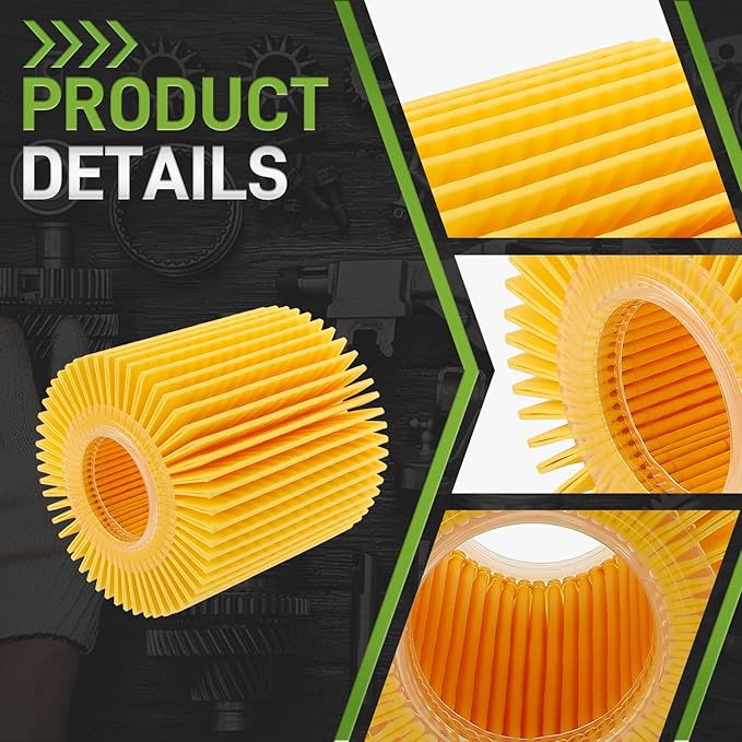 Engine Oil Filter - 6 Pack Compatible with Toyota Camry 2007-2017, Lexus, Scion, RAV4, Highlander, Avalon, Tacoma, Sienna 04152-YZZA1 04152-31090 04152-YZZG1 04152-0V010