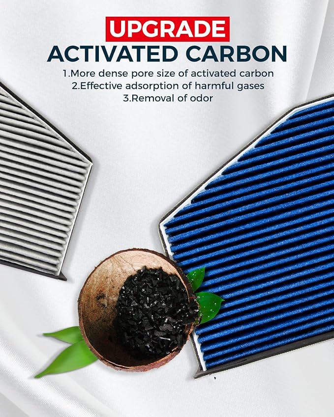 KAX Premium Cabin Air Filter with Dual Active Carbon, CF10373 Replacement for Volkswagen Jetta, Tiguan, Passat, Golf, Beetle, GTI, Audi A3, Q3, TT, A3 Quattro, Strong Adsorption Cabin Filter