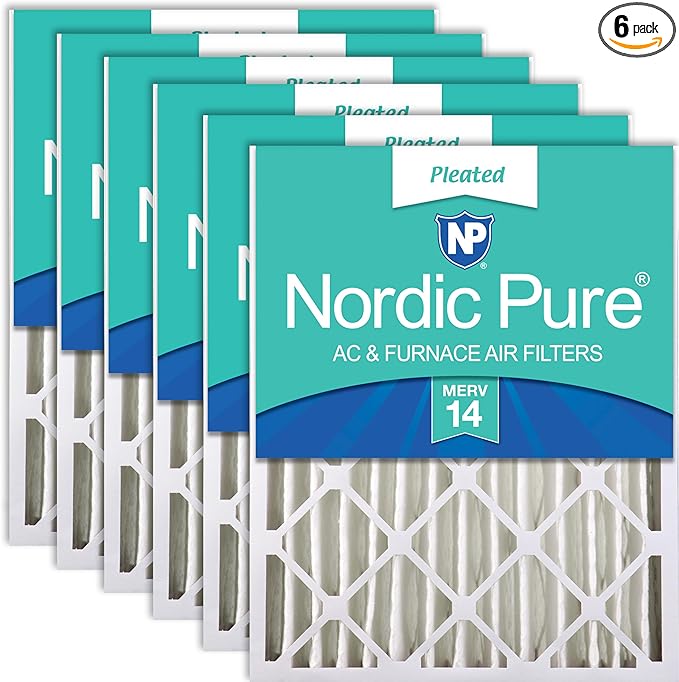 Nordic Pure 16x20x4 (Actual Size: 15 1/2 x 19 1/2 x 3 5/8) Pleated MERV 14 Air Filters 6 Pack