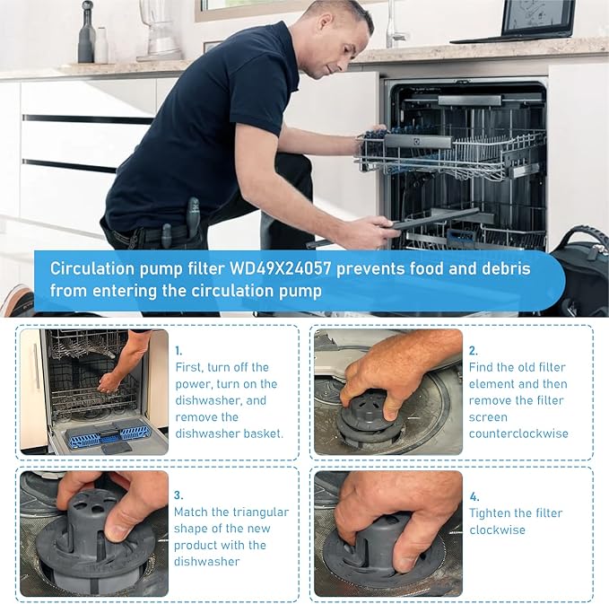 New for GE Dishwasher Ultra Fine Filter Kit WD49X24057 Replace parts WD12X10416 WD12X20107 ge profile washer dryer combo foam filter WD12X21976 WD12X22560 WD12X23736 WD12X20340 WD12X21676 WD12X20549