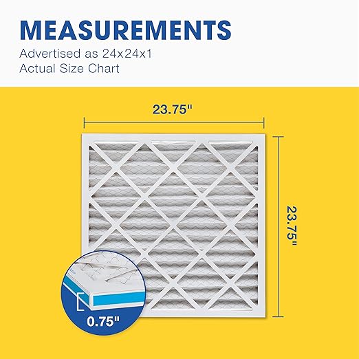Aerostar 24x24x1 MERV 8 - 6 Count - High Efficiency Pleated HVAC, Furnace & Air Conditioner Filters - Removes Dust, Lint, Mold & Allergy-Causing Pollen