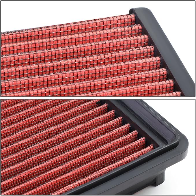 DNA Motoring AFPN-097-RD Washable Drop In Panel Air Filter [Compatible with 02-09 Avalanche / 00-17 Silverado 1500-3500/00-13 Suburban / 02-16 Escalade&ESV&EXT 6.0L 6.2L/ 01-11 Sierra 2500&3500]