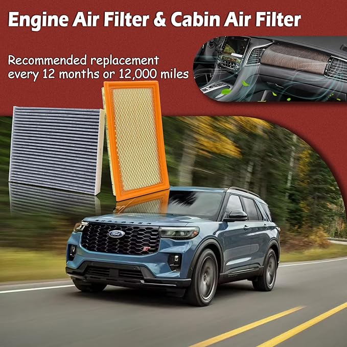 FA1884 Engine Air Filter and FP89 Cabin Air Filter kit Compatible with 2020-2025 Explorer 2.3L 3.0L 2020-2025 Aviator 3.0L 2020-2023 Aviator 3.0L Hybrid Replaces 7C3Z9601A JX6Z19N619BA