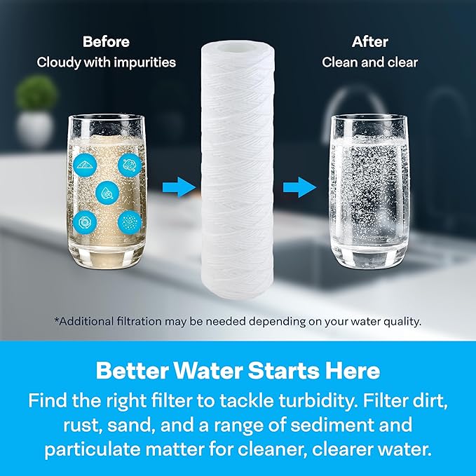 SpiroPure SP-CW0.5 10x2.5 0.5 Micron String-Wound Polypropylene Sediment Water Filter Cartridge SWC-25-10-0.5 (Case of 24)