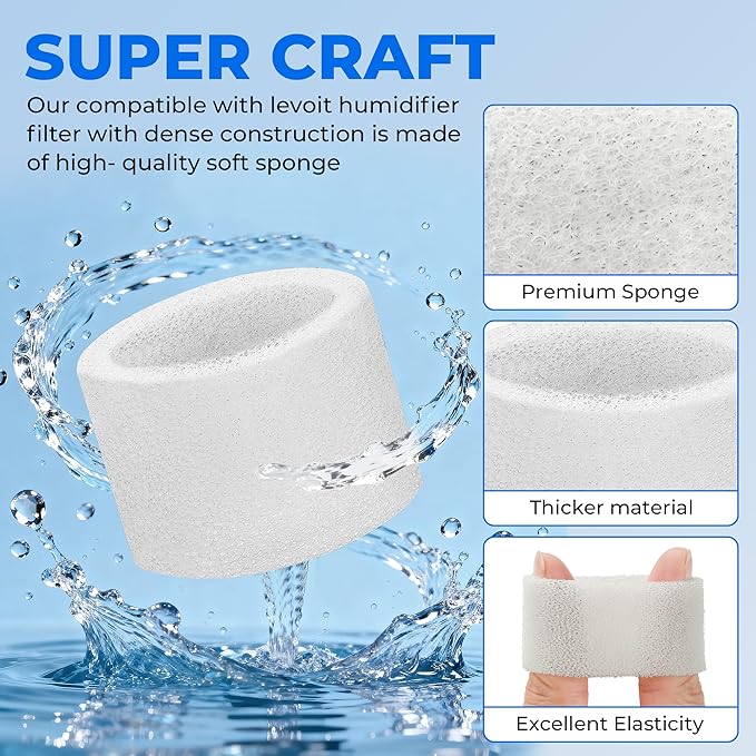 30-Pack Top Fill Humidifier Replacement Filters for LEVOIT Classic160, Dual150, Dual200S, Classic300(S), LV600S, OasisMist 450S, Superior6000S Series Humidifiers by Funmit