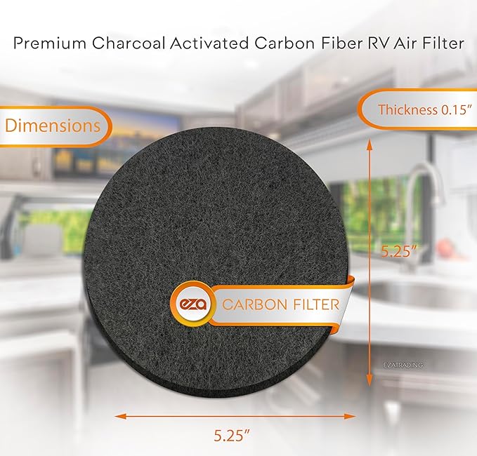 RV Premium Charcoal Activated Carbon Fiber Air Conditioner Filter - Air Duct AC Carbon Filter Replacement for RV AC Vent (10 Pack, 5.25" Round)