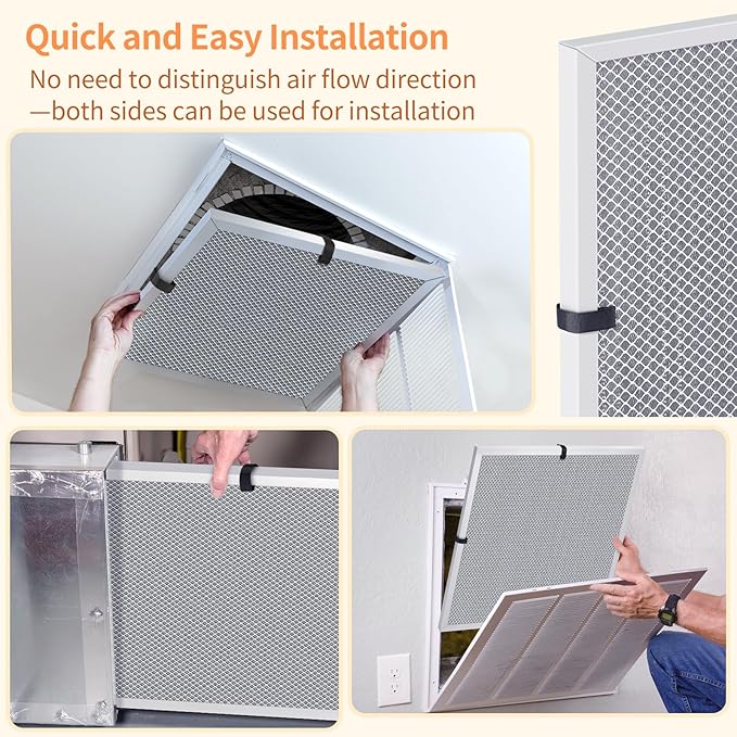 2-Pack 12x24x1 MERV 8 Reusable & Washable Electrostatic Air Filters - Long-Lasting Filter for HVAC, Furnace & Air Conditioner Units, Actual Size: 11-5/8” x 23-5/8” x 7/8”
