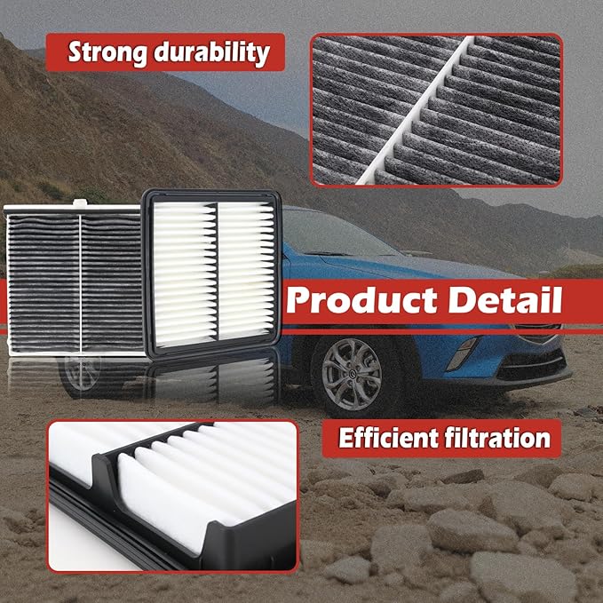 CA12088 Engine Air Filter and CF12140 Cabin Air Filter kit Compatible with 2016-2021 Mazda CX-3 2.0L Replaces WA10395 AF1359 WP10267 CF1358
