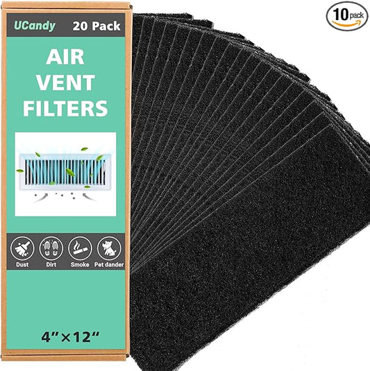 4"x12" Air Vent Filters for Home, 20 Pack Floor Vents Filters, Floor Registers Filters,Charcoal Vent Filter