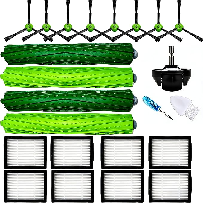 Parts Accessories for iRobot Roomba evo i1 i2/+i3 i3+ i4 i5 i6 i6+ i7 i7+ i8 i8+/Plus E5 E6 E7 J5 J6 J7 I,E &J Series :Roller Brush,Side Brushes,HEPA Filter Caster Wheel wheel