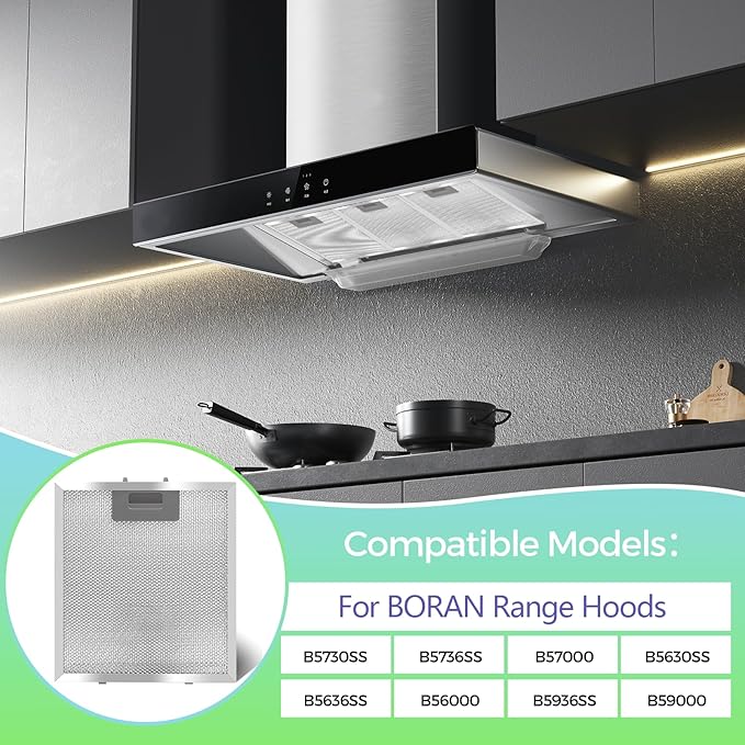 2-Pack S97018029 Range Hood Filter Replacement, 5-Layer Aluminum Mesh Grease Filter for Broan B5 Series & Compatible Hoods, 9x10.25 Inches, Fits Part #99010123, 88152, 97007996 By Seteams