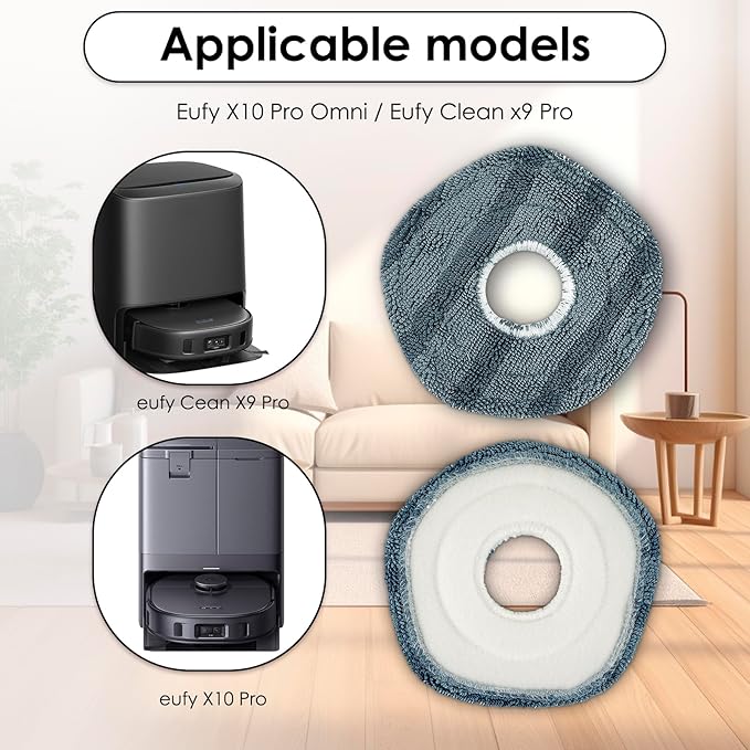 (6 Pack) X10 Pro Omni Replacement Mop Pads Compatible with Eufy X10 Pro Omni Robot Vacuum Cleaner, Washable Replacement Mop Cloths, Mop Pad Accessories Kit