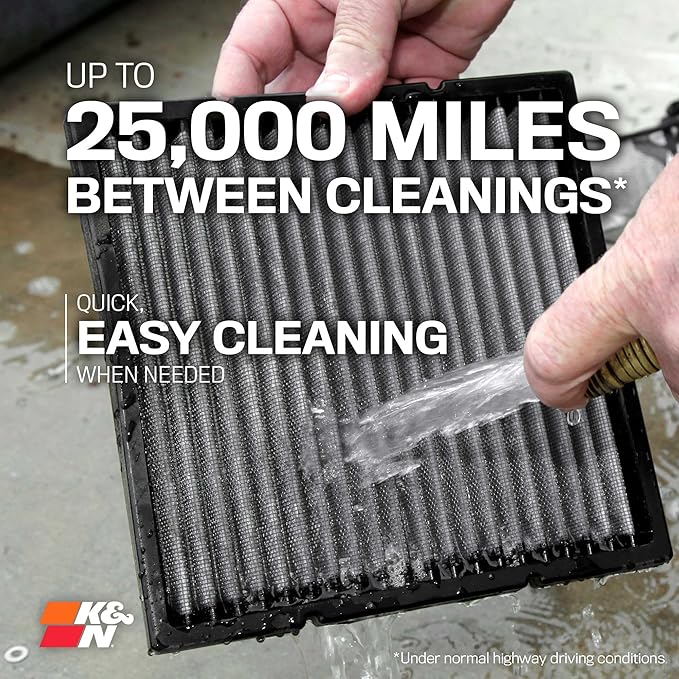 K&N LIFETIME Cabin Air Filter: Premium, Washable, Clean Air for your Cabin: Compatible with 2013-2024 Hyundai/Kia: Kona, Tucson, Veloster, Venue, Picanto, Rio, Soul, VF2062