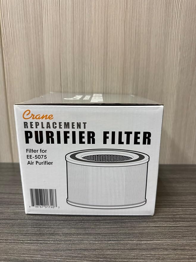 Crane Genuine Air Purifier Replacement Filter For Model EE-5075, HS-1964, HEPA Air Filter Replacement, Pack Of 1, 3-Stage Filtration For Better Indoor Air Quality