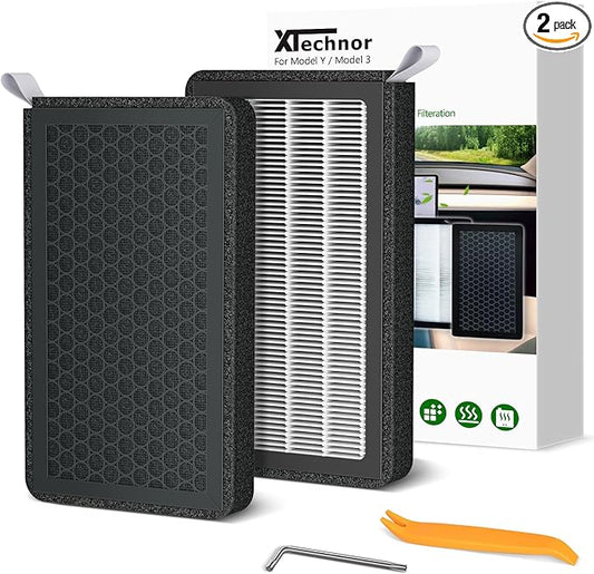 HEPA Air Filter for Model Y Model 3 2016-2026, 2 Pack Cabin Air Filter with Activated Carbon for 2024/2025/2026 Juniper Highland Upgraded Version